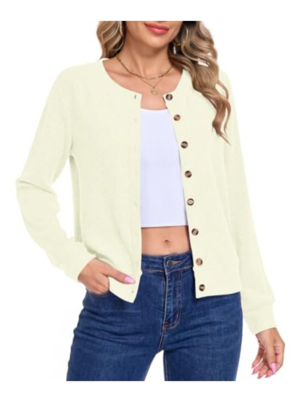 MISFAY Womens Lightweight Long Sleeve Button Front Cardigan Sweater